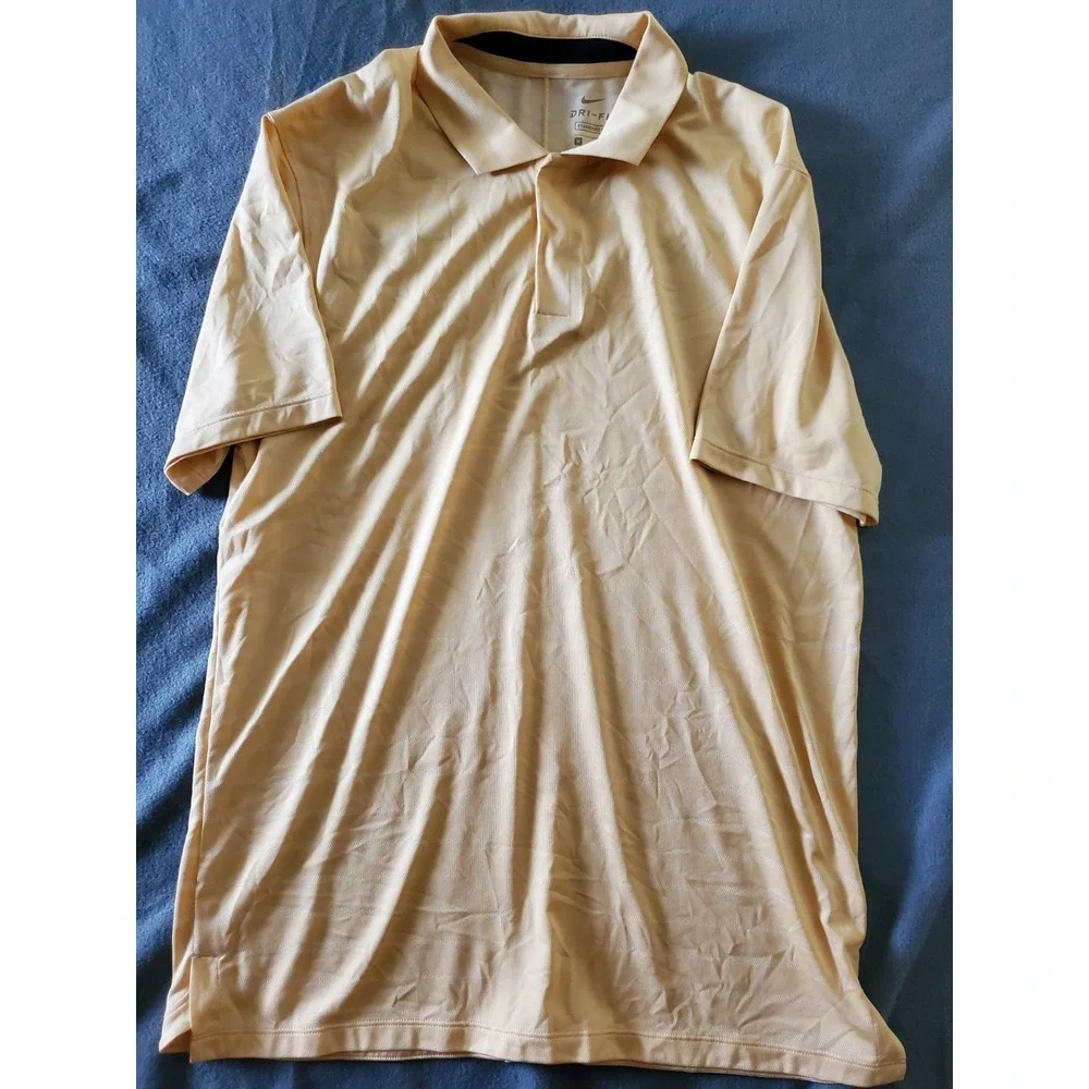 Nike Tiger Woods Dri-fit Polo Shirt Men's Medium Yellow Short Sleeve Golf Active